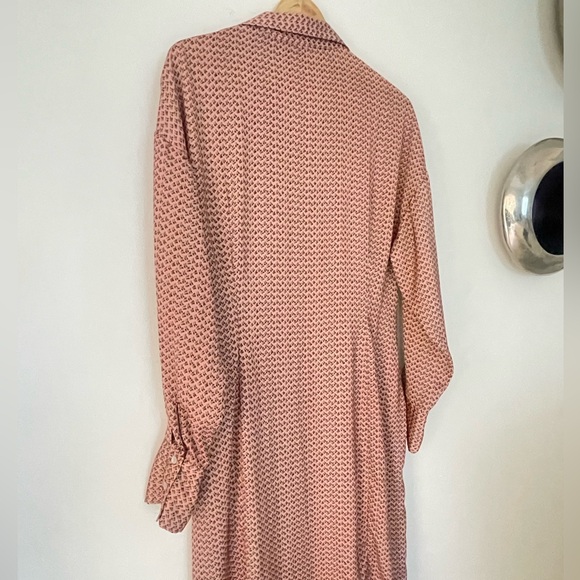 Zara Satin Effect Floral Print Button Front Maxi Shirt Dress Long Sleeve - Picture 6 of 13